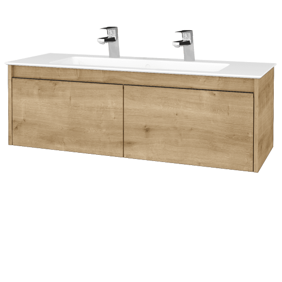 Waschtischunterschrank LOGI SZZ2 120 (Waschtisch Pura 120 mit 2 Hahnlöchern)  - D09 Eiche Arlington - D09 Arlington