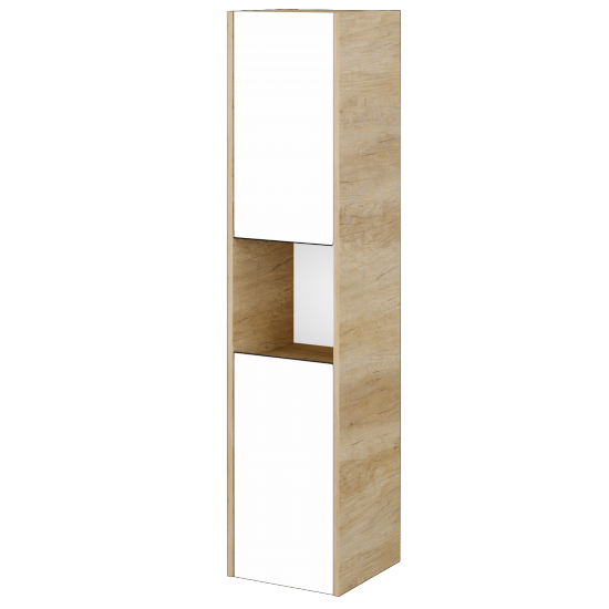 Hochschrank LOGI SVD2O 35  - D15 Eiche Nebraska - N01 Weiß Hochglanz - Links