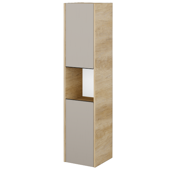 Hochschrank LOGI SVD2O 35  - D15 Eiche Nebraska - Griffes T33 - N07 Stone - Links