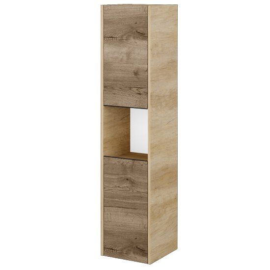 Hochschrank LOGI SVD2O 35  - D15 Eiche Nebraska - Griffes T33 - Schwarz matt - D21 Tobacco - Links