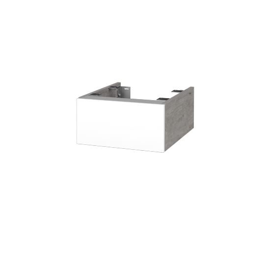 DSD SZZ 40 Unterschrank für Waschtischplatte (Höhe 20 cm)  - D01 Beton - L01 Weiß Lack Hochglanz - Nein