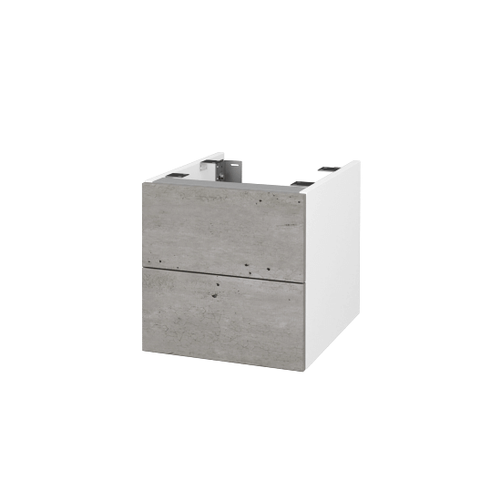 DSD SZZ2 40 Unterschrank für Waschtischplatte (Höhe 40 cm)  - N01 Weiß Hochglanz - D01 Beton - Nein
