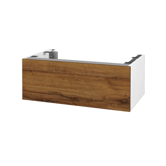 DSD SZZ1 80 Unterschrank für Waschtischplatte (Höhe 30 cm)  - N01 Weiß Hochglanz - D27 Cognac - Nein
