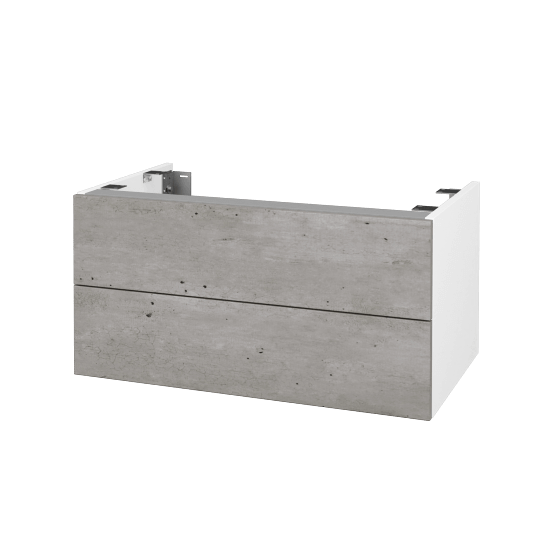 DSD SZZ2 80 Unterschrank für Waschtischplatte (Höhe 40 cm)  - N01 Weiß Hochglanz - D01 Beton - Nein