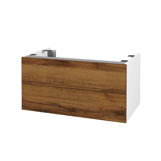 DSD SZZ2 80 Unterschrank für Waschtischplatte (Höhe 40 cm)  - N01 Weiß Hochglanz - D27 Cognac