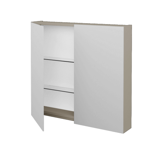 Badezimmer Spiegelschrank AMBIENTE GA2E 80  - L04 Taupe Lack Hochglanz