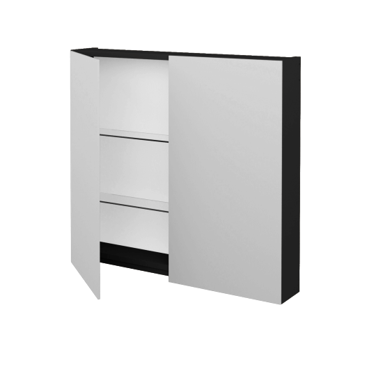 Badezimmer Spiegelschrank AMBIENTE GA2E 80  - L03 Grau Metallic Lack Hochglanz