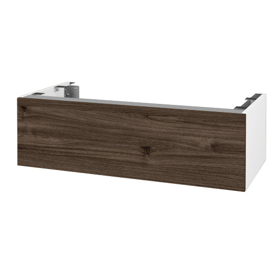 DSD SZZ1 100 Unterschrank für Waschtischplatte (Höhe 30 cm)  - N01 Weiß Hochglanz - D25 Teak - Nein