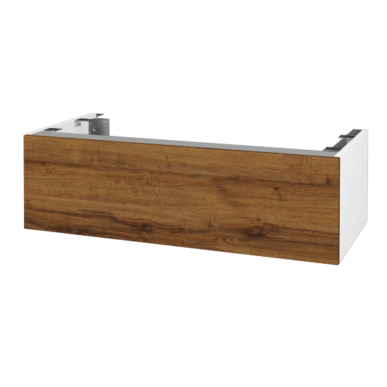 DSD SZZ1 100 Unterschrank für Waschtischplatte (Höhe 30 cm)  - N01 Weiß Hochglanz - D27 Cognac - Nein
