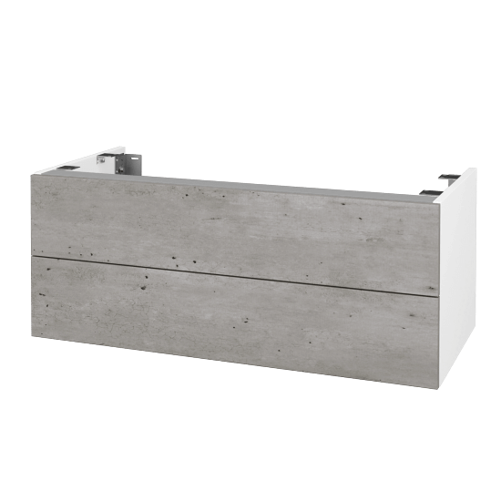 DSD SZZ2 100 Unterschrank für Waschtischplatte (Höhe 40 cm)  - N01 Weiß Hochglanz - D01 Beton - Nein