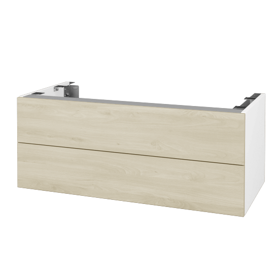 DSD SZZ2 100 Unterschrank für Waschtischplatte (Höhe 40 cm)  - N01 Weiß Hochglanz - D24 Ohio - Nein