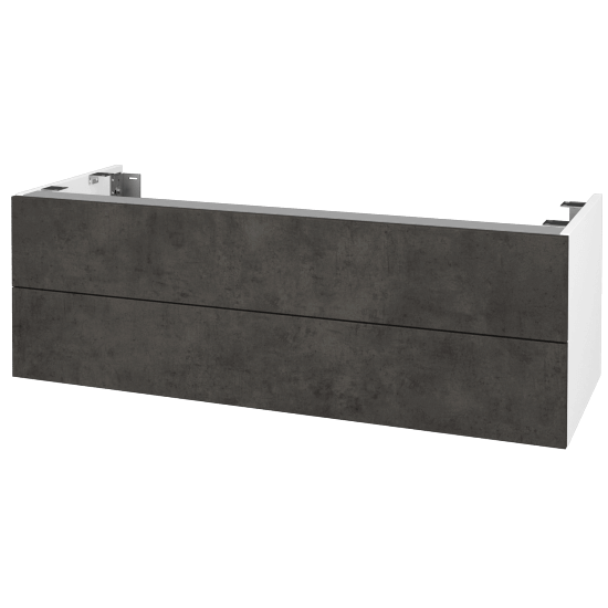 DSD SZZ2 120 Unterschrank für Waschtischplatte (Höhe 40 cm)  - N01 Weiß Hochglanz - D16 Dark Beton - Nein