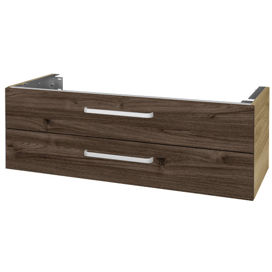 Unterschrank für Waschtischplatte DSD SZZ2 120 (Höhe 40 cm)  - D26 Ontario - Griff T01 - D25 Teak - Nein