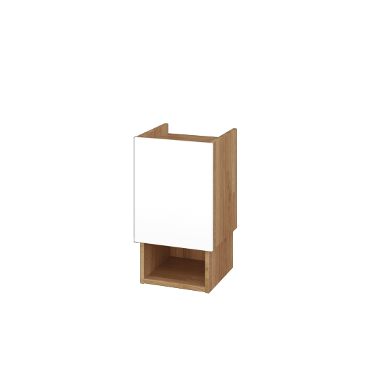 Schrank EDITION SNDO 35  - A01 Eiche (Massivholz) - L01 Weiß Lack Hochglanz - Links