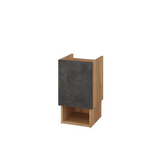 Schrank EDITION SNDO 35  - A01 Eiche (Massivholz) - D16 Dark Beton - Links