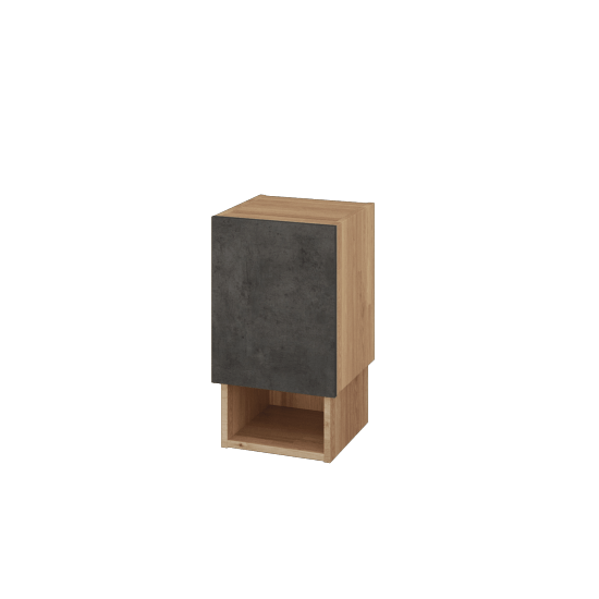 Hängeschrank EDITION SYDO 35  - A01 Eiche (Massivholz) - D16 Dark Beton - Links