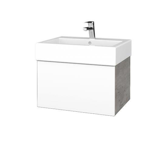 Waschtischunterschrank FLAT SZZ 60 (Waschtisch Duravit Vero)  - D01 Beton - L01 Weiß Lack Hochglanz