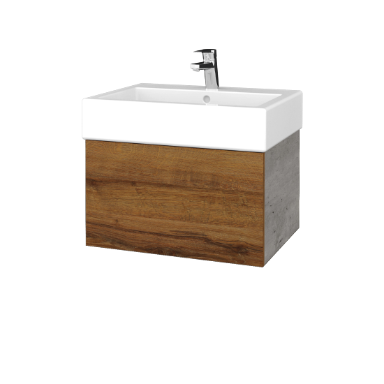 Waschtischunterschrank FLAT SZZ 60 (Waschtisch Duravit Vero)  - D01 Beton - D27 Cognac