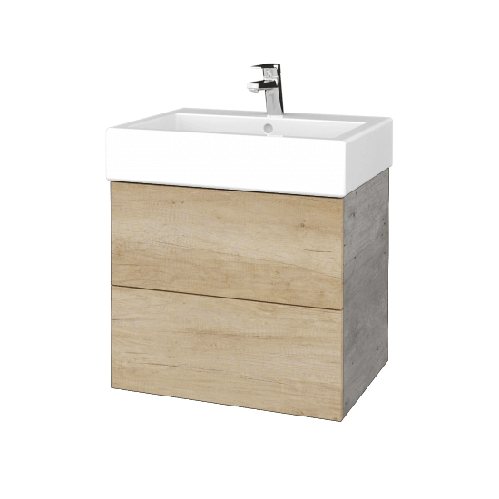 Waschtischunterschrank FLAT SZZ2 60 (Waschtisch Duravit Vero)  - D01 Beton - D15 Eiche Nebraska