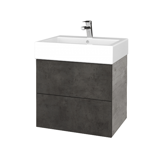 Waschtischunterschrank FLAT SZZ2 60 (Waschtisch Duravit Vero)  - D01 Beton - D16 Dark Beton