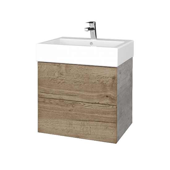 Waschtischunterschrank FLAT SZZ2 60 (Waschtisch Duravit Vero)  - D01 Beton - D21 Tobacco