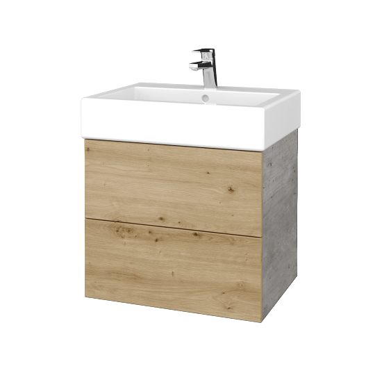 Waschtischunterschrank FLAT SZZ2 60 (Waschtisch Duravit Vero)  - D01 Beton - D22 Caramel