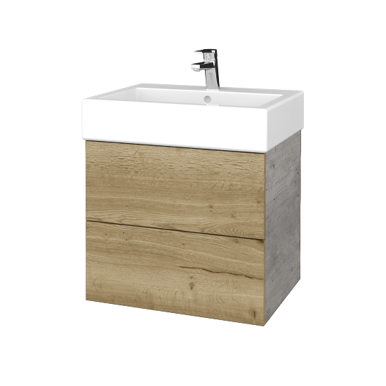 Waschtischunterschrank FLAT SZZ2 60 (Waschtisch Duravit Vero)  - D01 Beton - D26 Ontario