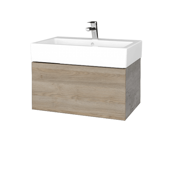 Waschtischunterschrank FLAT SZZ 70 (Waschtisch Duravit Vero)  - D01 Beton - D17 Eiche Colorado