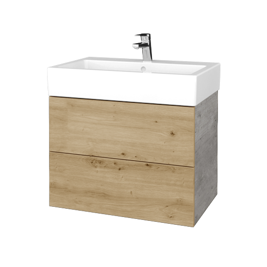 Waschtischunterschrank FLAT SZZ2 70 (für Waschtisch Duravit Vero)  - D01 Beton - D22 Caramel