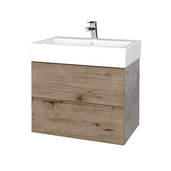 Waschtischunterschrank FLAT SZZ2 70 (für Waschtisch Duravit Vero)  - D01 Beton - D23 Herkules