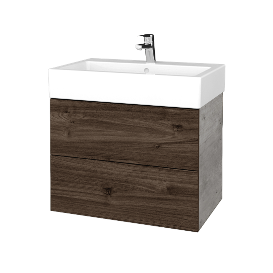 Waschtischunterschrank FLAT SZZ2 70 (für Waschtisch Duravit Vero)  - D01 Beton - D25 Teak