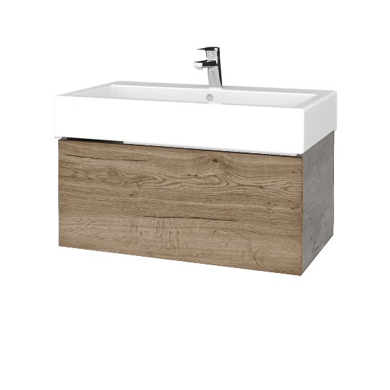Waschtischunterschrank FLAT SZZ 80 (Waschtisch Duravit Vero)  - D01 Beton - D21 Tobacco