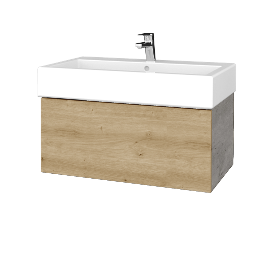 Waschtischunterschrank FLAT SZZ 80 (Waschtisch Duravit Vero)  - D01 Beton - D22 Caramel