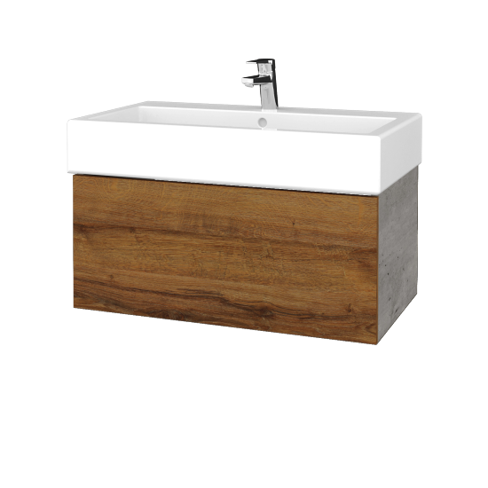 Waschtischunterschrank FLAT SZZ 80 (Waschtisch Duravit Vero)  - D01 Beton - D27 Cognac