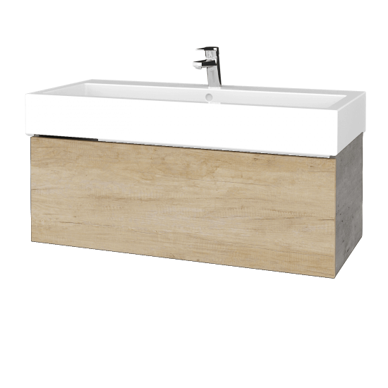 Waschtischunterschrank FLAT SZZ 100 (Waschtisch Duravit Vero)  - D01 Beton - D15 Eiche Nebraska