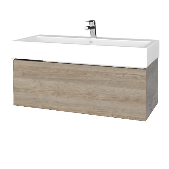 Waschtischunterschrank FLAT SZZ 100 (Waschtisch Duravit Vero)  - D01 Beton - D17 Eiche Colorado