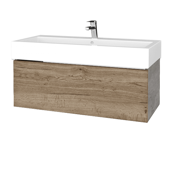 Waschtischunterschrank FLAT SZZ 100 (Waschtisch Duravit Vero)  - D01 Beton - D21 Tobacco