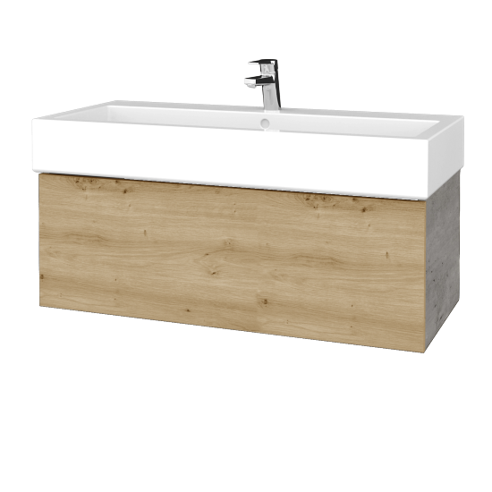 Waschtischunterschrank FLAT SZZ 100 (Waschtisch Duravit Vero)  - D01 Beton - D22 Caramel