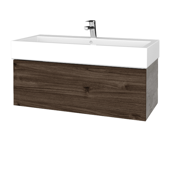 Waschtischunterschrank FLAT SZZ 100 (Waschtisch Duravit Vero)  - D01 Beton - D25 Teak