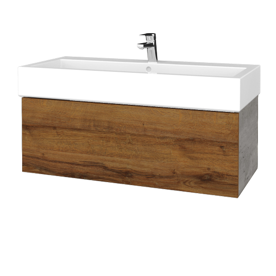 Waschtischunterschrank FLAT SZZ 100 (Waschtisch Duravit Vero)  - D01 Beton - D27 Cognac