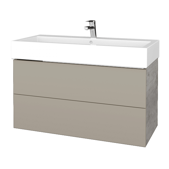 Waschtischunterschrank FLAT SZZ2 100 (Waschtisch Duravit Vero)  - D01 Beton - L04 Taupe Lack Hochglanz