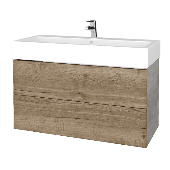 Waschtischunterschrank FLAT SZZ2 100 (Waschtisch Duravit Vero)  - D01 Beton - D21 Tobacco