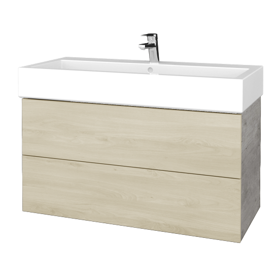 Waschtischunterschrank FLAT SZZ2 100 (Waschtisch Duravit Vero)  - D01 Beton - D24 Ohio