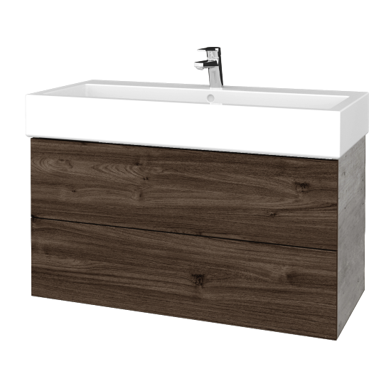 Waschtischunterschrank FLAT SZZ2 100 (Waschtisch Duravit Vero)  - D01 Beton - D25 Teak