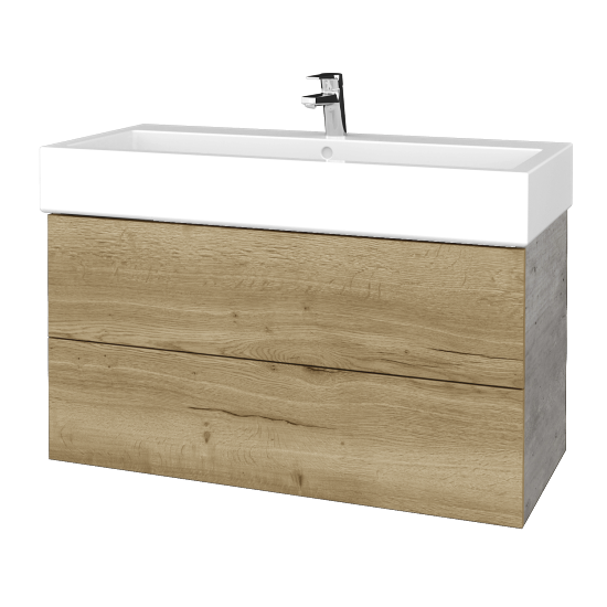 Waschtischunterschrank FLAT SZZ2 100 (Waschtisch Duravit Vero)  - D01 Beton - D26 Ontario
