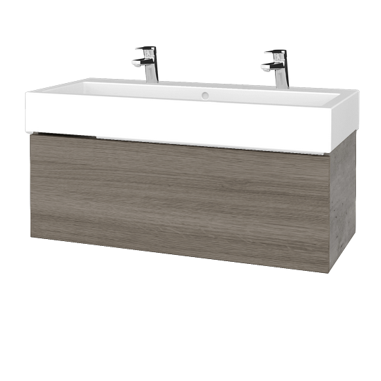 Waschtischunterschrank FLAT SZZ 100 (Waschtisch Duravit Vero mit 2 Hahnlöchern)  - D01 Beton - D03 Cafe