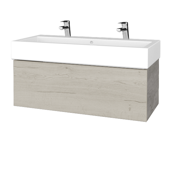 Waschtischunterschrank FLAT SZZ 100 (Waschtisch Duravit Vero mit 2 Hahnlöchern)  - D01 Beton - D28 Alberta