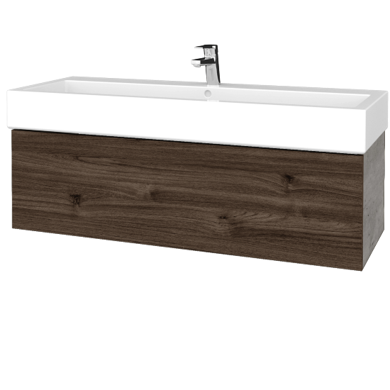 Waschtischunterschrank FLAT SZZ 120 (Waschtisch Duravit Vero)  - D01 Beton - D25 Teak