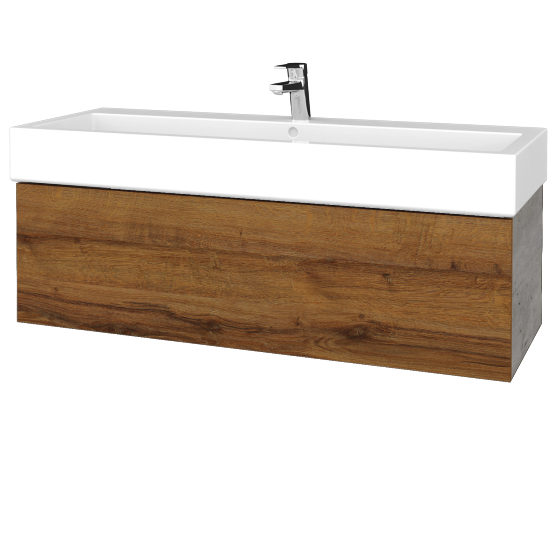 Waschtischunterschrank FLAT SZZ 120 (Waschtisch Duravit Vero)  - D01 Beton - D27 Cognac