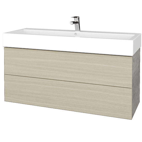 Waschtischunterschrank FLAT SZZ2 120 (Waschtisch Duravit Vero)  - D01 Beton - D04 Eiche